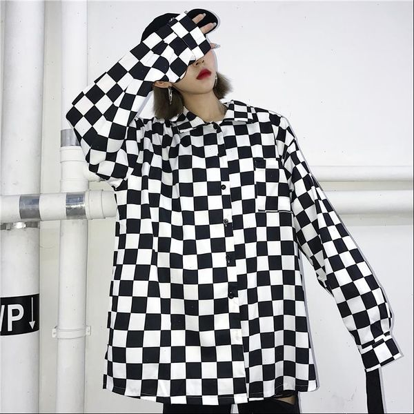 women men loose oversized korean streetwear vintage pocket checkerboard plaid blouse harajuku long sleeve shirt hiphop rap, White
women men loose oversized korean streetwear vintage pocket checkerboard plaid blouse harajuku long sleeve shirt hiphop rap, White