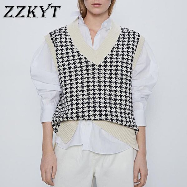 zzkyt women fashion oversized knitted vest sweater v neck sleeveless houndstooth loose female waistcoat chic, White;black
zzkyt women fashion oversized knitted vest sweater v neck sleeveless houndstooth loose female waistcoat chic, White;black