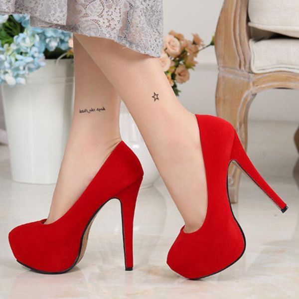 women high heels 14cm large size 35-46 pumps flock shoes group thick bottom brand party dance pump women1, Black 
women high heels 14cm large size 35-46 pumps flock shoes group thick bottom brand party dance pump women1, Black