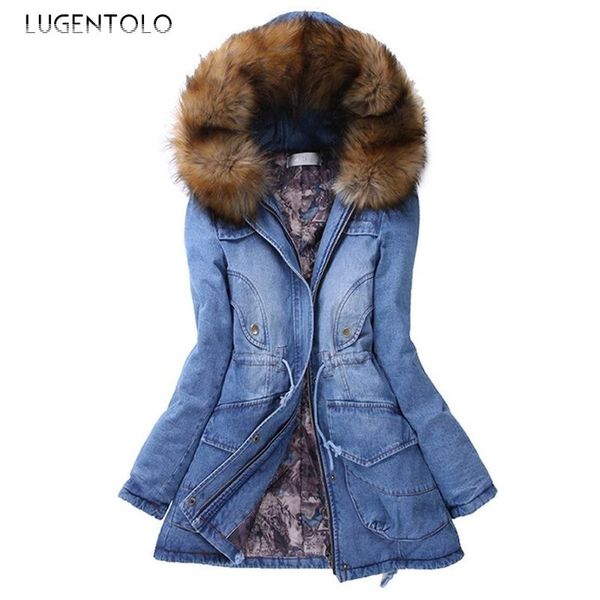 lugentolo winter denim jacket women mid-length thick fur collar slim full sleeve solid hooded 2020 new fashion woman jacket, Black
lugentolo winter denim jacket women mid-length thick fur collar slim full sleeve solid hooded 2020 new fashion woman jacket, Black