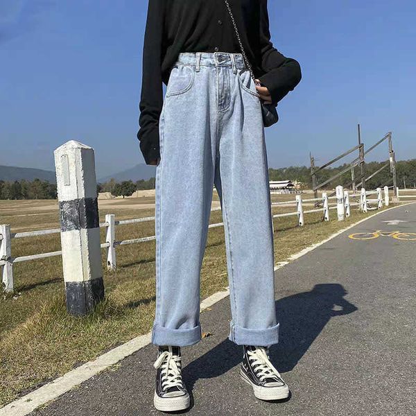 women full length wide leg denim pants vintage high waist all-match trouser fashion loose korean chic daily streetwear, Blue
women full length wide leg denim pants vintage high waist all-match trouser fashion loose korean chic daily streetwear, Blue