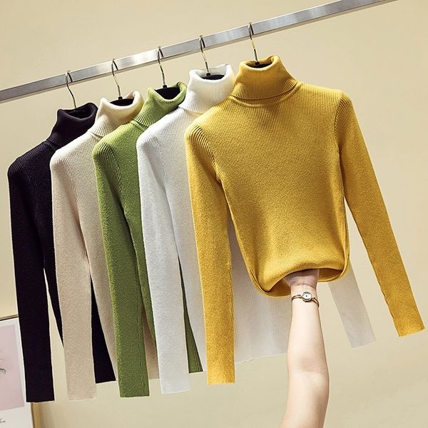 pullover turtleneck sweater solid basic slim casual knitwear autumn winter clothes women jumper sweaters pull femme y200910, White;black
pullover turtleneck sweater solid basic slim casual knitwear autumn winter clothes women jumper sweaters pull femme y200910, White;black