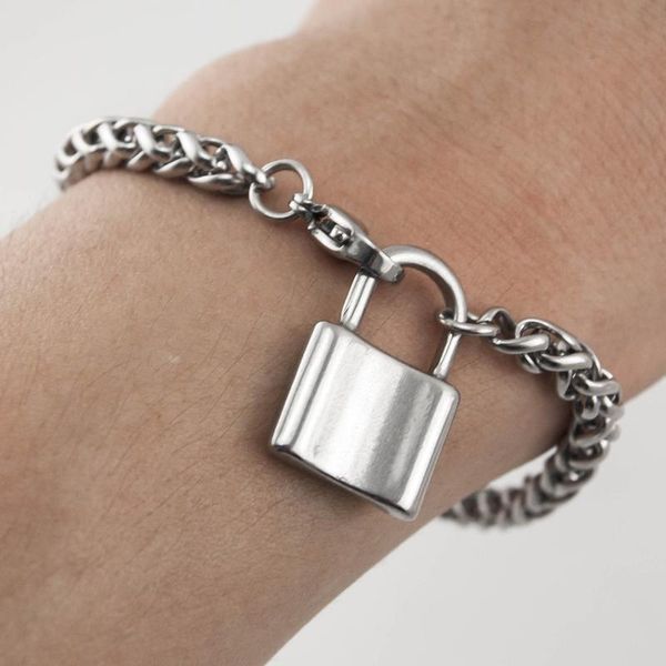 мужчины моды замок браслет из нержавеющей стали padlock кулон мужской браслет пшеницы цепь хорошего качества dropshipping friendship подарки, Black
мужчины моды замок браслет из нержавеющей стали padlock кулон мужской браслет пшеницы цепь хорошего качества dropshipping friendship подарки, Black