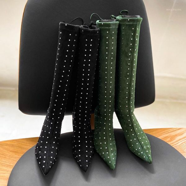 boots deat 2021 spring autumn fashion casual high thin heel suede rhinestone leather single shoes women long cool sf1891, Black
boots deat 2021 spring autumn fashion casual high thin heel suede rhinestone leather single shoes women long cool sf1891, Black