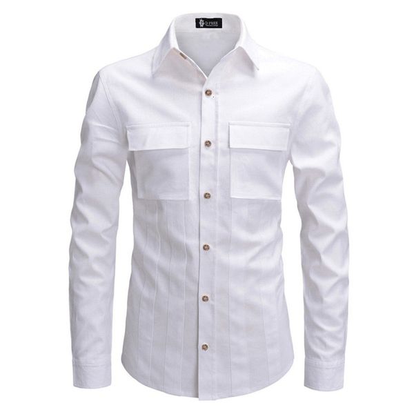men's brand new creative personality business casual pocket design men long sleeve shirt mens shirts, White;black
men's brand new creative personality business casual pocket design men long sleeve shirt mens shirts, White;black