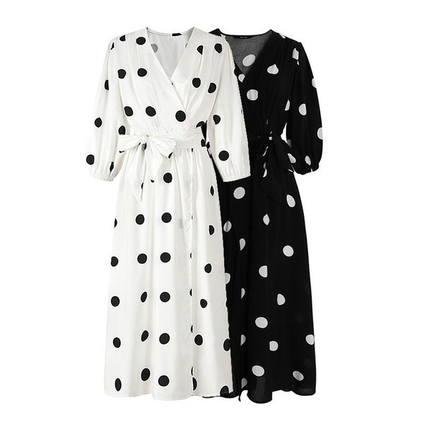 casual dresses perhaps u black white polka dot dress v neck 3/4 sleeve maxi long summer chiffon sash d0561, Black;gray
casual dresses perhaps u black white polka dot dress v neck 3/4 sleeve maxi long summer chiffon sash d0561, Black;gray