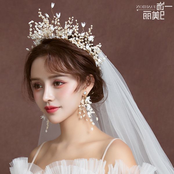 l2020 headdress bride crown new korean and wedding dress super fairy hair accessories m, Silver
l2020 headdress bride crown new korean and wedding dress super fairy hair accessories m, Silver
