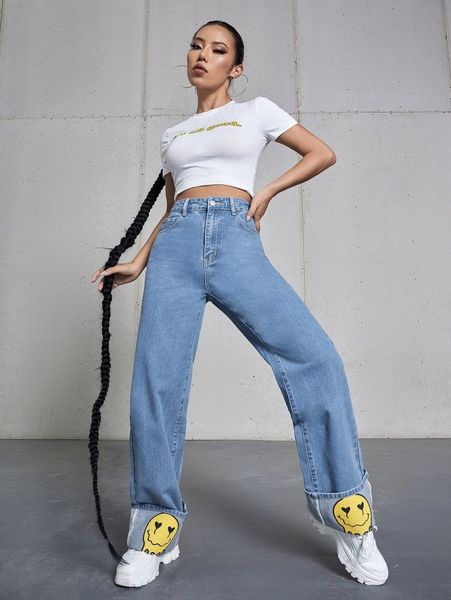 cartoon face print straight leg jeans b8xx#, Blue
cartoon face print straight leg jeans b8xx#, Blue