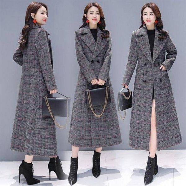 women's winter artificial wool coat plaid long 4xl lapel long-sleeved temperament fashion houndstooth korean woolen jacket nz5, Black
women's winter artificial wool coat plaid long 4xl lapel long-sleeved temperament fashion houndstooth korean woolen jacket nz5, Black