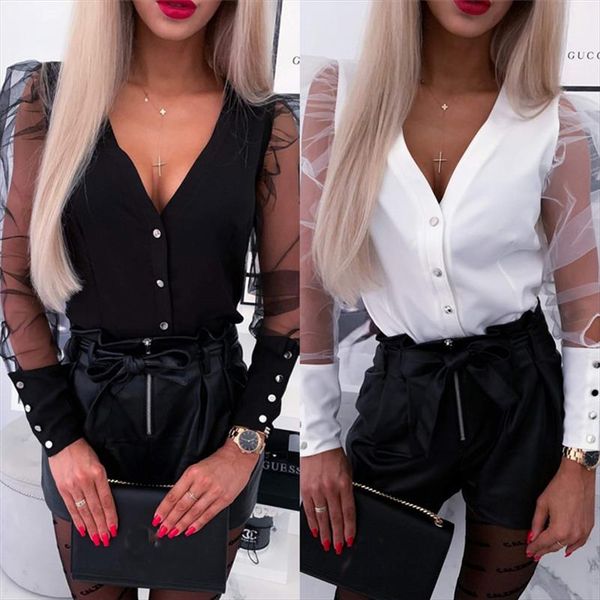 new fashion 2020 spring women v neck blouses tulle mesh ruffle long puff sleeve shirt solid lady blouse autumn women streetwear, White
new fashion 2020 spring women v neck blouses tulle mesh ruffle long puff sleeve shirt solid lady blouse autumn women streetwear, White