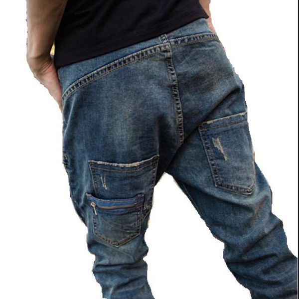 men's jeans retro hip hop stretch loose casual slim trousers crotch span, Blue
men's jeans retro hip hop stretch loose casual slim trousers crotch span, Blue