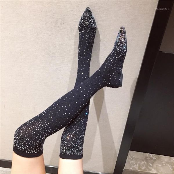 boots 2021 winter spring women glitter crystal over the knee flat stretch fabric female low heels long sock bling shoes1, Black
boots 2021 winter spring women glitter crystal over the knee flat stretch fabric female low heels long sock bling shoes1, Black