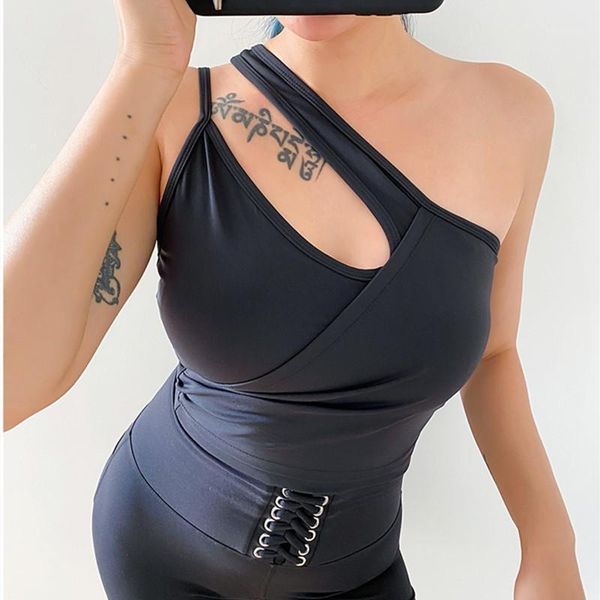 yoga outfits oblique shoulder shirt tank hollow beauty back gym clothing vest female sleeveless fitness crop with pad1, White;red
yoga outfits oblique shoulder shirt tank hollow beauty back gym clothing vest female sleeveless fitness crop with pad1, White;red