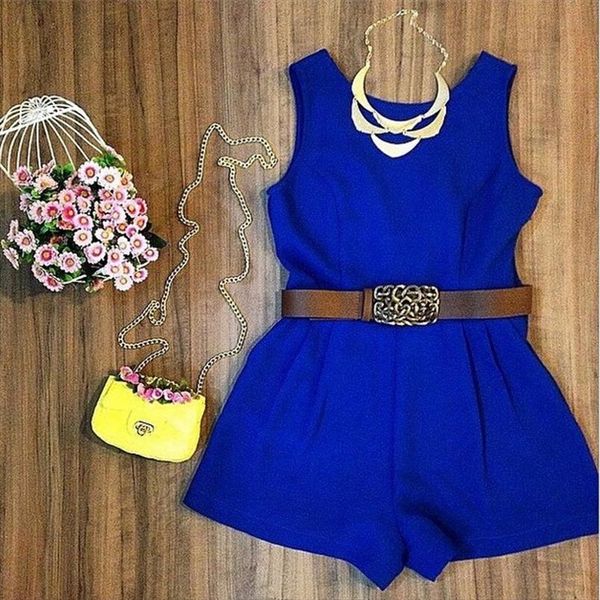 summer royal blue jumpsuit women sleeveless rompers no belt playsuit overalls real p macacao feminino s5435, Black;white 
summer royal blue jumpsuit women sleeveless rompers no belt playsuit overalls real p macacao feminino s5435, Black;white