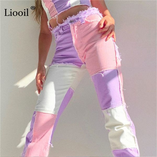 liooil color block cotton high waist straight leg jeans womens trousers with pockets patchwork panelled jeans denim pants, Blue
liooil color block cotton high waist straight leg jeans womens trousers with pockets patchwork panelled jeans denim pants, Blue