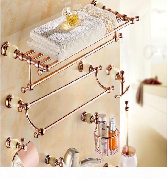 brass jade bathroom accessories set rose gold toilet brush holder paper holdertowel bartowel rack bathroom hardware set yxlefa ffshop2001