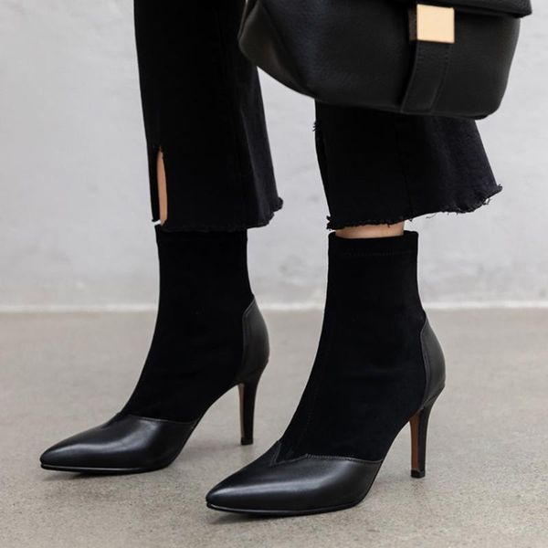 new winter ankle boots women's shoes genuine leather gorgeous stretch pointed toe office lady ankle boots femme, Black
new winter ankle boots women's shoes genuine leather gorgeous stretch pointed toe office lady ankle boots femme, Black