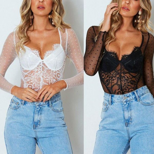 new summer lace bodysuit female see through deep embroidery long sleeve v-neck dot bodysuit patchwork jumpsuit 2019, Black;white
new summer lace bodysuit female see through deep embroidery long sleeve v-neck dot bodysuit patchwork jumpsuit 2019, Black;white