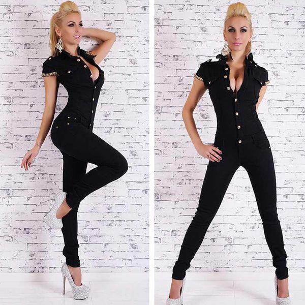 fashion women long jumpsuit deep v neck jean jumpsuits buttons chain black overalls for women rompers autumn1, Black;white
fashion women long jumpsuit deep v neck jean jumpsuits buttons chain black overalls for women rompers autumn1, Black;white