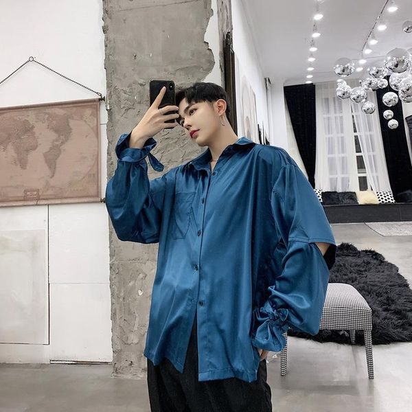 men's casual shirts 2021 retro satin design unique men loose comfortable stage singer costumes, White;black
men's casual shirts 2021 retro satin design unique men loose comfortable stage singer costumes, White;black