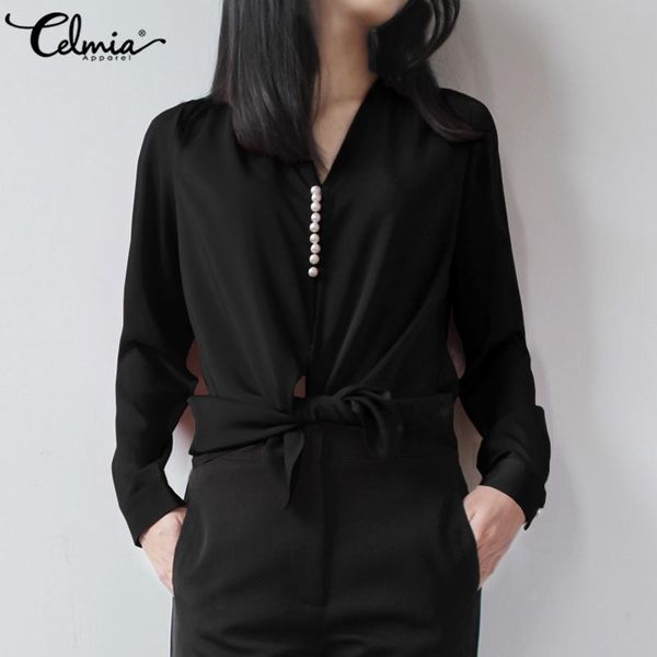 autumn women long sleeves satin blouse fashion vintage v neck shirts celmia casual solid pearl elegant silk blusa plus size, White
autumn women long sleeves satin blouse fashion vintage v neck shirts celmia casual solid pearl elegant silk blusa plus size, White