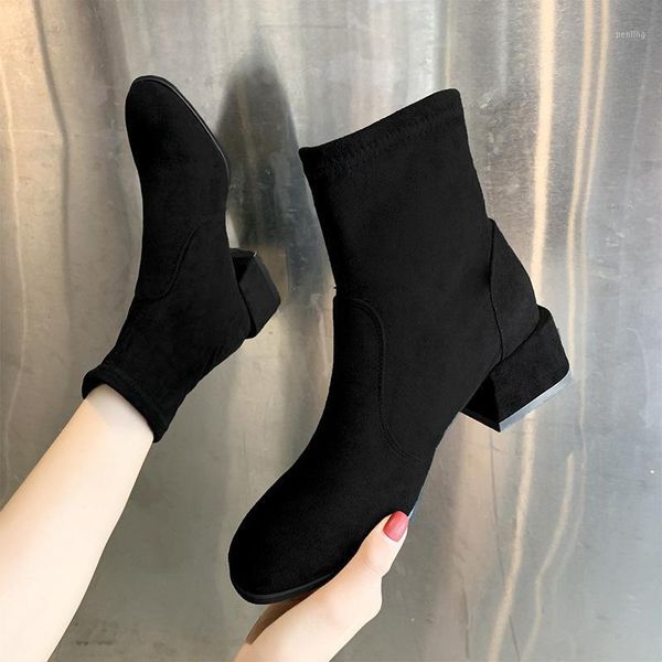 women's boots autumn round toe sock shoes luxury designer boots-women rubber med stockings fashion mid calf mid-calf 20201, Black
women's boots autumn round toe sock shoes luxury designer boots-women rubber med stockings fashion mid calf mid-calf 20201, Black