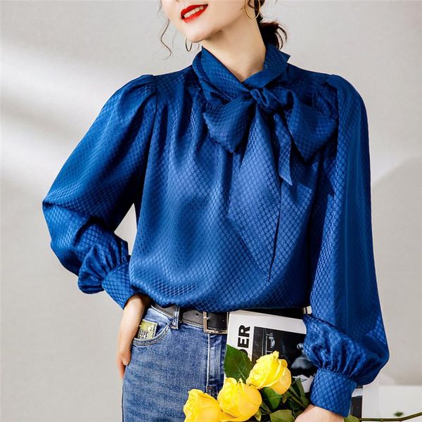 women's blouses & shirts luxury high end runway 2021 spring blouse 100% real silk elegant bow collar lantern sleeve office lady vintage, White
women's blouses & shirts luxury high end runway 2021 spring blouse 100% real silk elegant bow collar lantern sleeve office lady vintage, White