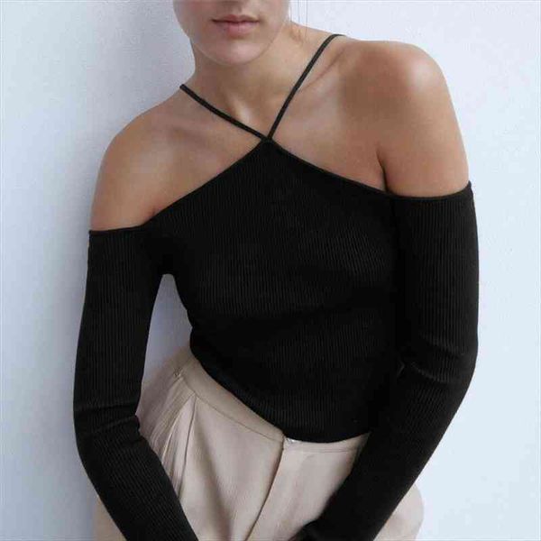 stylish halter without shoulder sweater stretchy design long sleeve female chic knitted girl sweaters, White;black
stylish halter without shoulder sweater stretchy design long sleeve female chic knitted girl sweaters, White;black