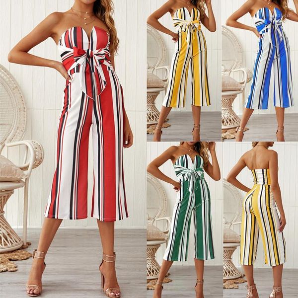 women off shoulder strapless bow striped chiffon jumpsuits ladies summer casual folds calf-length long pants straight bodysuit1, Black;white
women off shoulder strapless bow striped chiffon jumpsuits ladies summer casual folds calf-length long pants straight bodysuit1, Black;white