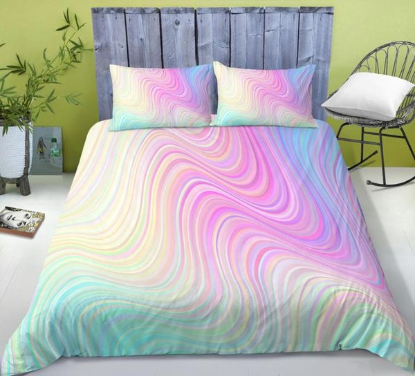 bedding sets 3d modern pattern set duvet cover pastel rainbow marble printed comforter 3 pieces bed with pillow shame