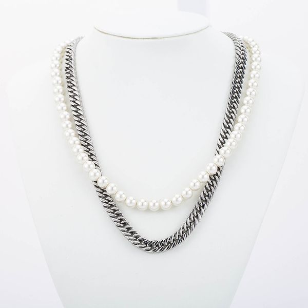 2020 european fashion jewelry punk rock hip hop personality men and women titanium steel double pearl necklace, Black
2020 european fashion jewelry punk rock hip hop personality men and women titanium steel double pearl necklace, Black