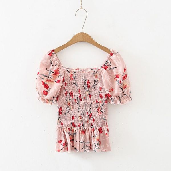 floral print vintage women chiffon shirt sweet slim summer slash neck short sleeve cropped blouse elastic ladies female, White
floral print vintage women chiffon shirt sweet slim summer slash neck short sleeve cropped blouse elastic ladies female, White