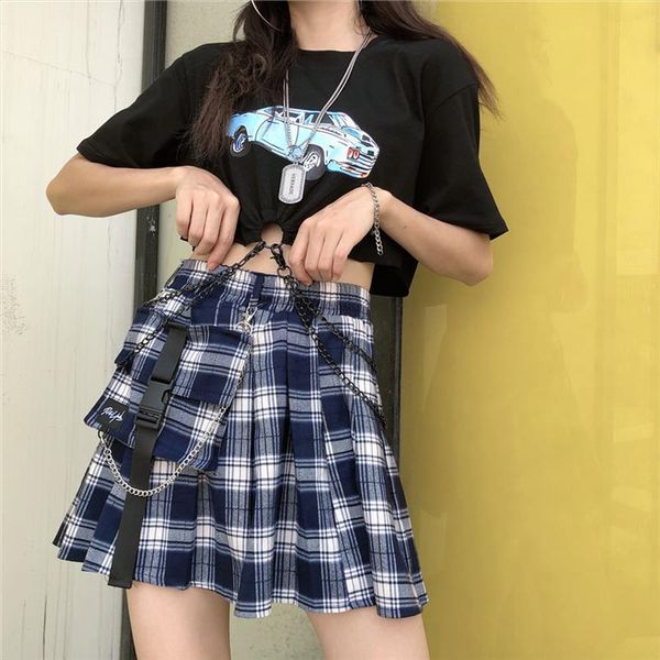 womens skirts streetwear retro plaid skirts female student high waist elastic pleated metal chain pocket short skirt, Black
womens skirts streetwear retro plaid skirts female student high waist elastic pleated metal chain pocket short skirt, Black