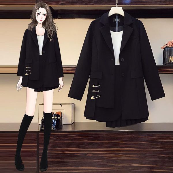 two piece dress pleated black fashion skirt office size large fat blazer set women ropa de mujer suits for 2021 eh50sk, White
two piece dress pleated black fashion skirt office size large fat blazer set women ropa de mujer suits for 2021 eh50sk, White