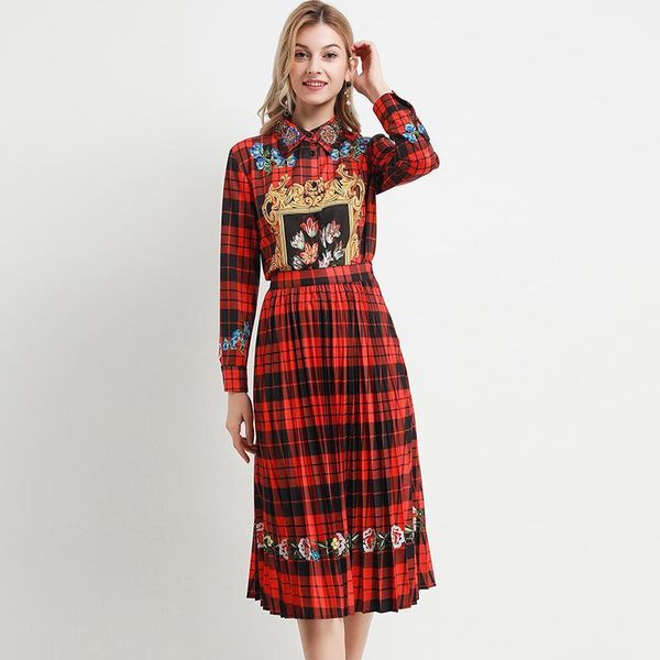 2020 spring fashion plaid women sets pretty 2 pieces full sleeve shirts +pleated skirts red slim suits1, White
2020 spring fashion plaid women sets pretty 2 pieces full sleeve shirts +pleated skirts red slim suits1, White