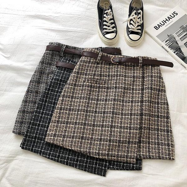 spring/autumn bag hip skirt anti-exposure skirt korean version of retro plaid high waist a short belt gothic vintage1, Black
spring/autumn bag hip skirt anti-exposure skirt korean version of retro plaid high waist a short belt gothic vintage1, Black