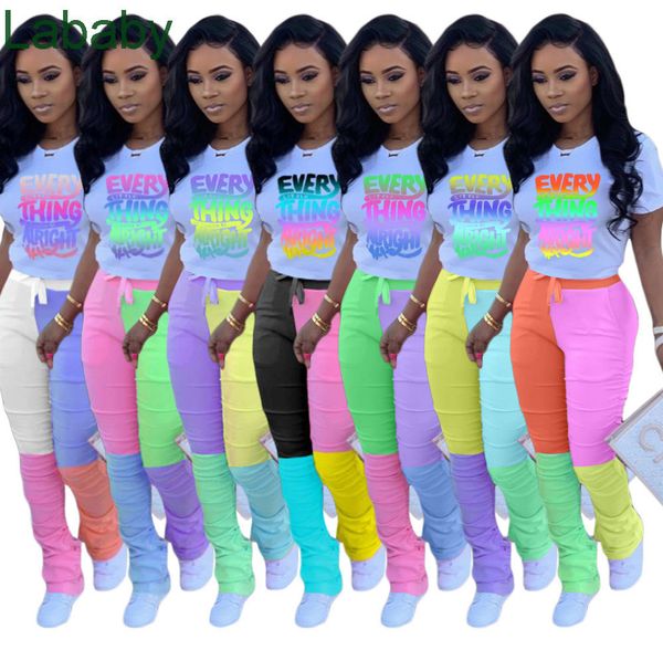 women tracksuit 2 two piece outfits letter print t shirt contrast color pleated flare pants sports suit ladies jogging leisure clothing, White
women tracksuit 2 two piece outfits letter print t shirt contrast color pleated flare pants sports suit ladies jogging leisure clothing, White