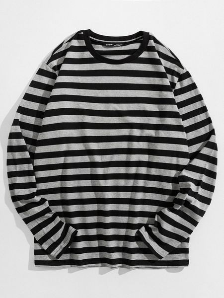 men round neck striped tee d8gf#, White;black 
men round neck striped tee d8gf#, White;black
