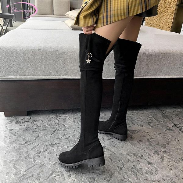 casual style round toe over knee boots fashion metal star zipper platform black medium heel thick riding boots women's shoes
casual style round toe over knee boots fashion metal star zipper platform black medium heel thick riding boots women's shoes