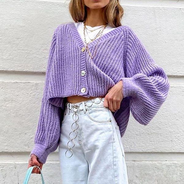 laamei women cropped cardigan autumn casual purple sweater cardigan knitted crop loose lantern sleeve vintage knit, White
laamei women cropped cardigan autumn casual purple sweater cardigan knitted crop loose lantern sleeve vintage knit, White