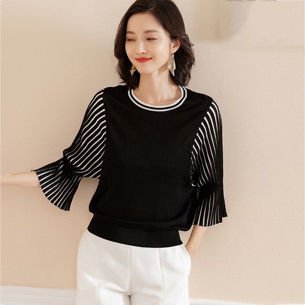 spring knit women 2020 new loose casual korean pullover thin sweater black stripes summer fashion knit thin sweater women, White;black
spring knit women 2020 new loose casual korean pullover thin sweater black stripes summer fashion knit thin sweater women, White;black