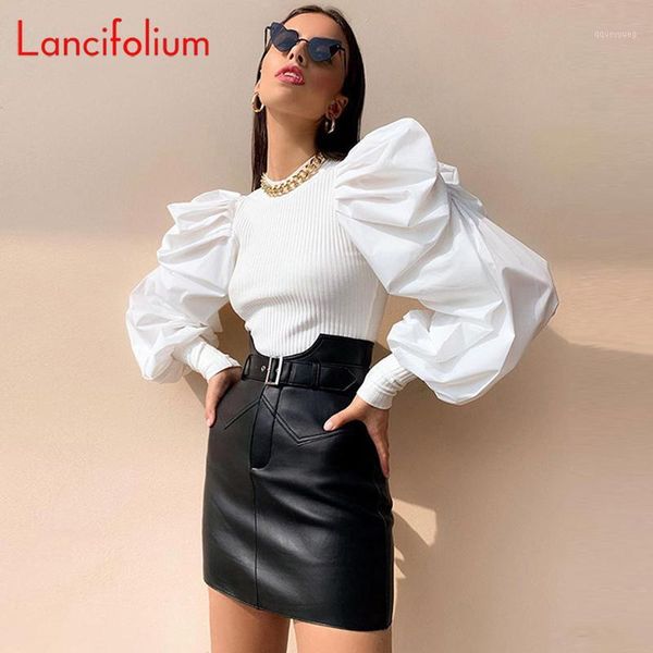 women's sweaters puff sleeve knit pullover women 2021 spring autumn fashion turtleneck sweater ladies white knitted jumper pull fe, White;black
women's sweaters puff sleeve knit pullover women 2021 spring autumn fashion turtleneck sweater ladies white knitted jumper pull fe, White;black