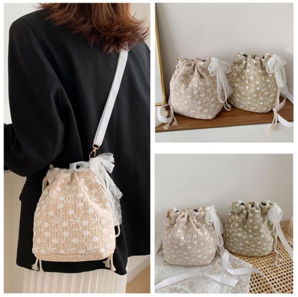 shoulder bag, lace bucket pack, women beach floral braid drawstring handbag, detachable shoulder strap
shoulder bag, lace bucket pack, women beach floral braid drawstring handbag, detachable shoulder strap