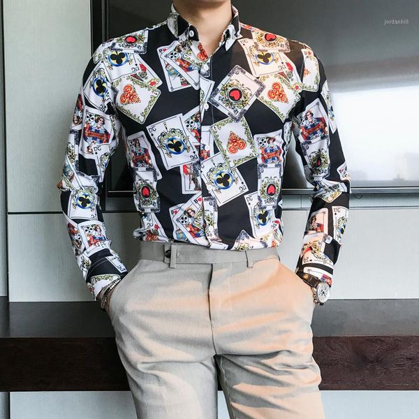 print shirt men fashion 2018 autumn winter slim fit long sleeve mens dress shirts night club prom tuxedo men blouse1, White;black
print shirt men fashion 2018 autumn winter slim fit long sleeve mens dress shirts night club prom tuxedo men blouse1, White;black