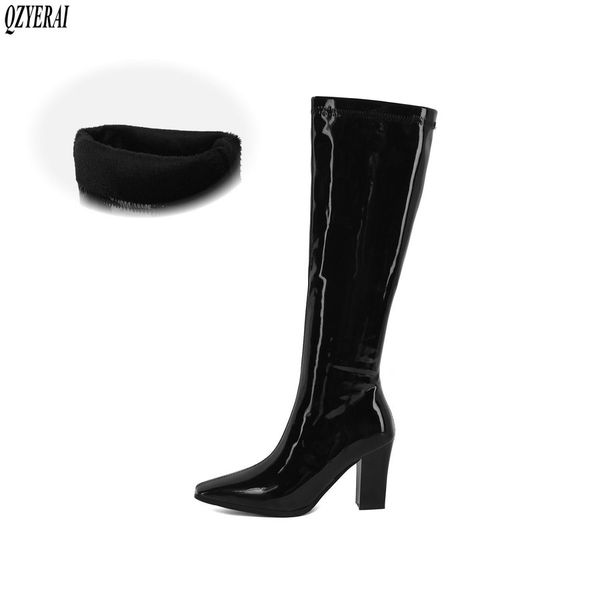 new winter style women shoes the knee high boots glossy fashion boots women european style female snow, Black
new winter style women shoes the knee high boots glossy fashion boots women european style female snow, Black