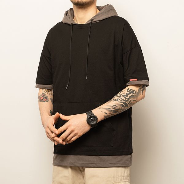 2021 new summer short sleeve black hoodie man hip hop punk pullover streetwear fashion clothes 45rs
2021 new summer short sleeve black hoodie man hip hop punk pullover streetwear fashion clothes 45rs