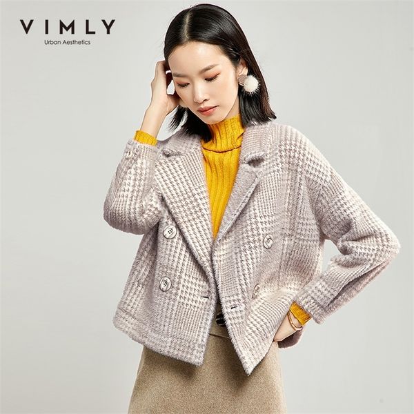vimly women plaid wool jacket vintage autumn winter turn down collar double breasted female short coat women's overcoat 30031 201210, Black;brown
vimly women plaid wool jacket vintage autumn winter turn down collar double breasted female short coat women's overcoat 30031 201210, Black;brown