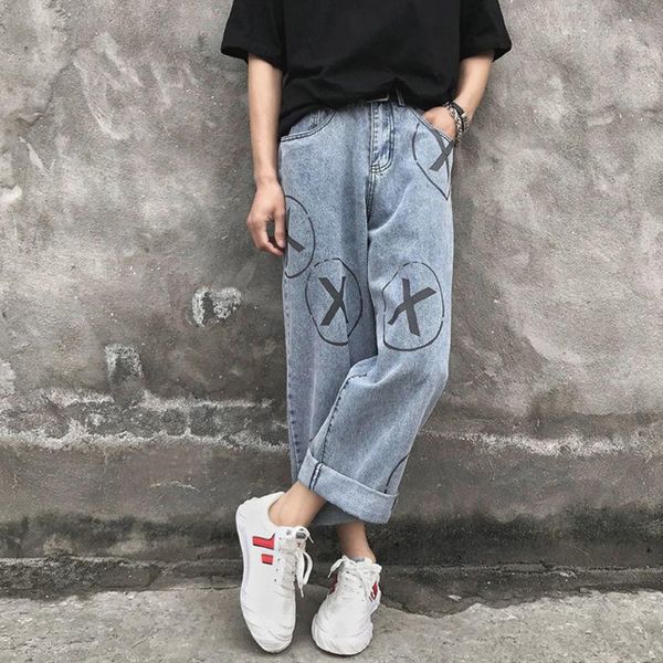 men's jeans hip hop harajuku wide leg homme 2021 print washed high waist denim pants graffiti casual mens trousers, Blue
men's jeans hip hop harajuku wide leg homme 2021 print washed high waist denim pants graffiti casual mens trousers, Blue