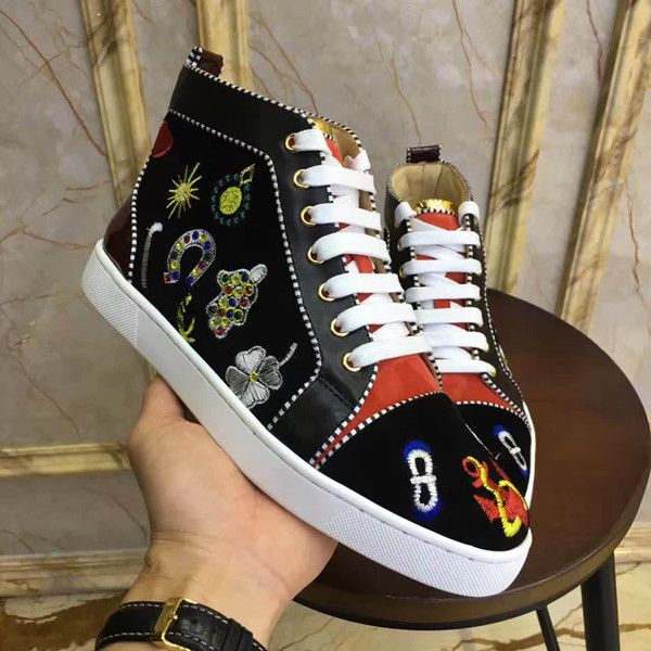 luxe progettista mens red bottoms shoes studded spikes flats with diamond high sneakers glitter genuine leather des chaussures zapatos, Black;red
luxe progettista mens red bottoms shoes studded spikes flats with diamond high sneakers glitter genuine leather des chaussures zapatos, Black;red