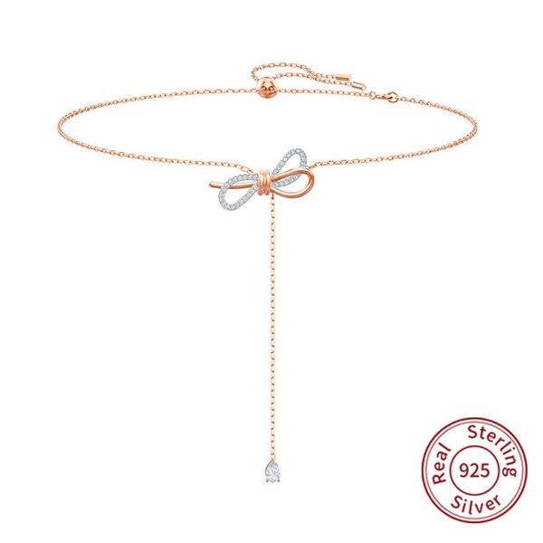 fashion s925 bow necklaces elegant jewelry rose gold color glamorous two-tone bow necklace woman present pendant necklaces zk40, Silver
fashion s925 bow necklaces elegant jewelry rose gold color glamorous two-tone bow necklace woman present pendant necklaces zk40, Silver